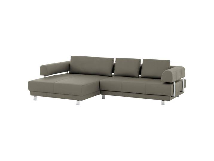 Ewald Schillig Brand Ecksofa, Grau, Metall, Echtleder, Dickleder, Füllung: Polyurethan (Pur), Ottomane links, L-Form, 307x188 cm, Goldenes M, Typenauswahl, Fussart wählbar, Lederauswahl, Stoffauswahl, seitenverkehrt erhältlich, individuell planbar, Wohnzimmer, Sofas & Couches, Wohnlandschaften, Ecksofas