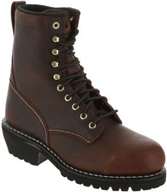 "Work America Men's 8"" Steel Toe - 14 Brown Boot E"