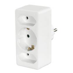 hama 00223215 Steckdosenadapter 3-fach, 1x Schutzkontakt, 2x Euro, Weiß
