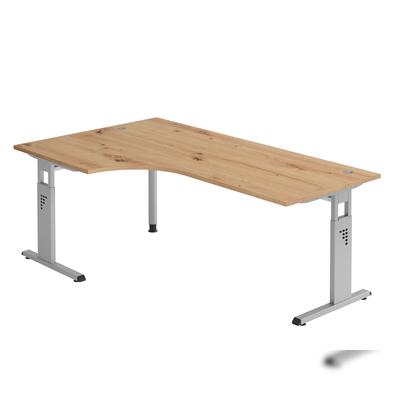 Hammerbacher-Winkeltisch C-Fuß 200x120cm 90°Asteiche/Silbe-VOS82/R/S