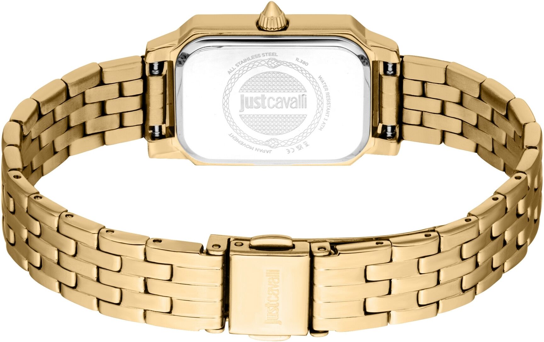 Quarzuhr JUST CAVALLI TIME "Core", goldfarben, dunkelgrün, dunkelgrün, Armbanduhren, Damen, goldfarben, Quarzuhr, Armbanduhr, Damenuhr, Edelstahlarmband, analog, Kristallsteine