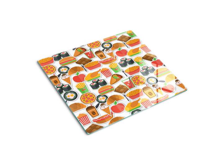 Tulup Glasplatte 60x52 cm Fastfood, Mehrfarbig, Glas, 60x0.4x52 cm, Küchen, Küchenelektrogeräte, Herde, Herdabdeckplatten