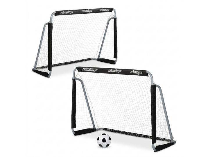 Relaxdays Fussballtor Schwarz 2er-Set, Mehrfarbig, Metall, 150x75 cm, Freizeit & Co, Sport & Fitness