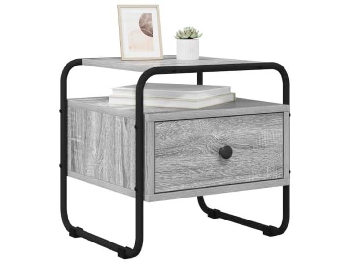 KTHLBRH Nachttisch 2 Stück Sonoma grau 40 x 39,5 x 40 cm Holztechnik, schwarzer Griff, großer Raum, Bodenschutz, pflegeleicht
