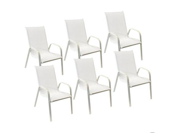 Chaise - HAPPY GARDEN - MARBELLA - Lot de 6 - Aluminium - Textilène blanc