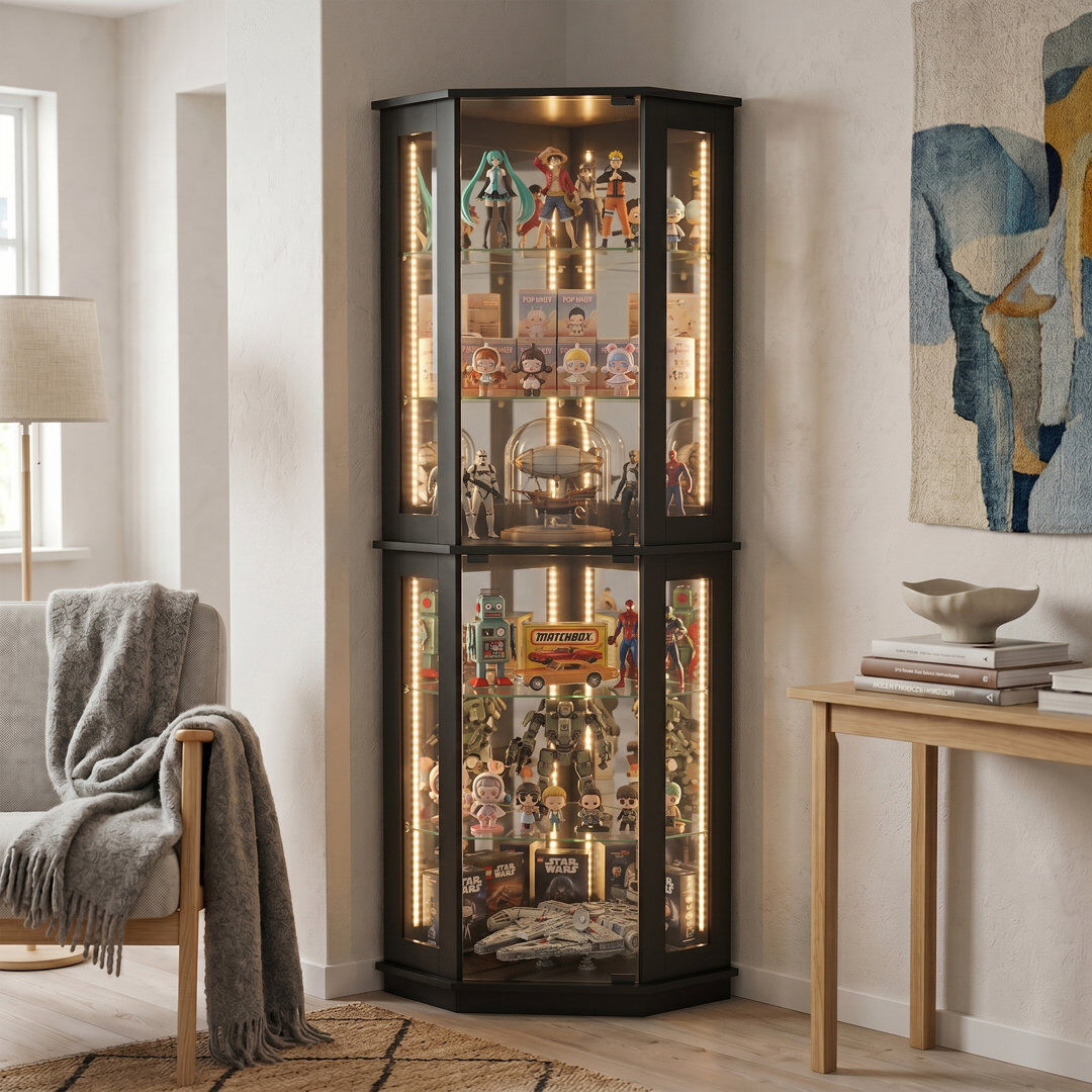 Brayden Studio Display Cabinet Black 170cm H X 48cm W X 48cm D