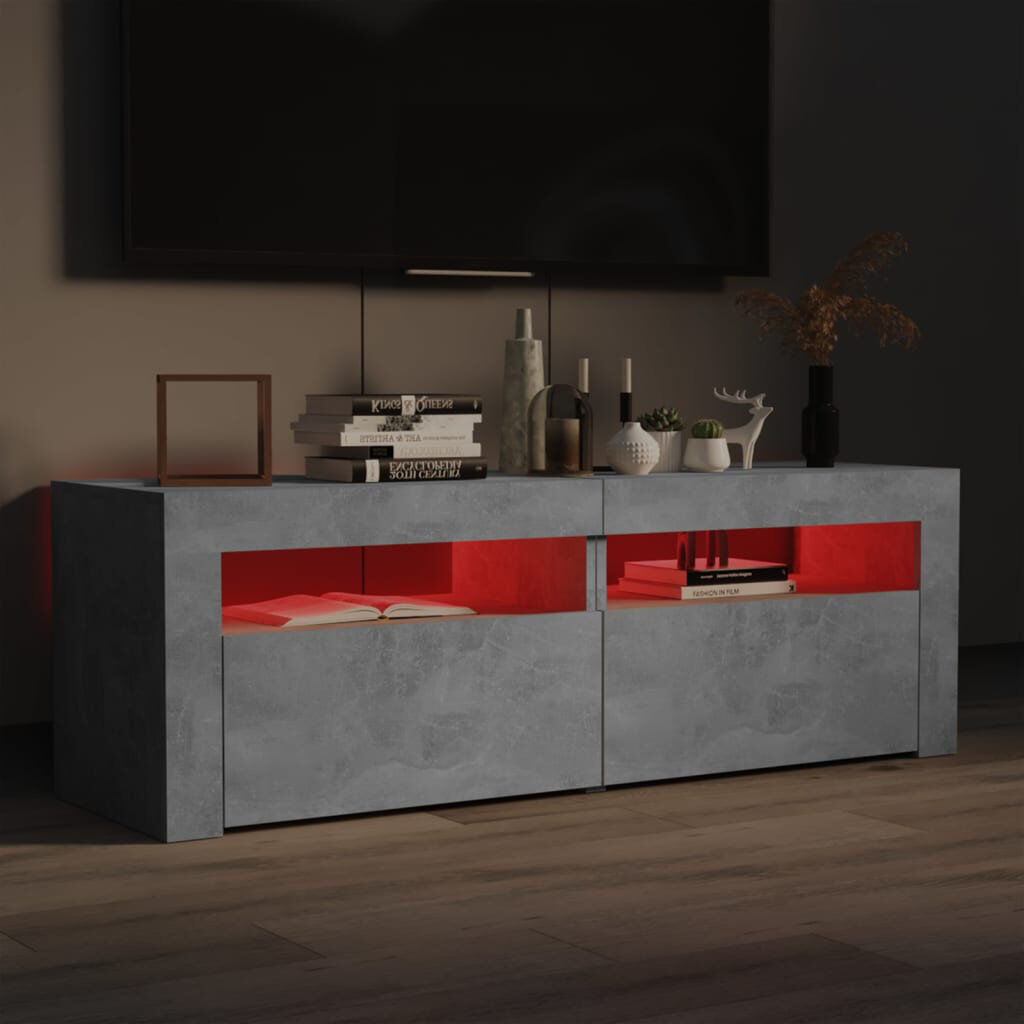 Ivy Bronx Letizia TV Cabinet with LED Lights 120x35x40 cm Concrete Grey 55"