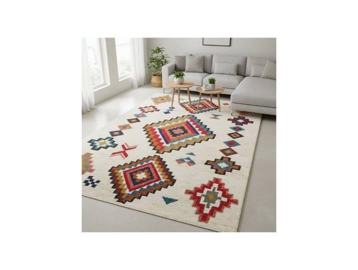 Melis Home Tapis antidérapants Crème 160 x 230 cm Kilim Scandinave Digitale - Lavable Antidérapant - Salon Chambre -