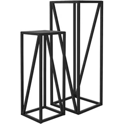 ML-Design Blumenständer 2er Set aus Stahl, Schwarz, Pflanzenständer in 2 Größen, Blumentopfhalter Set