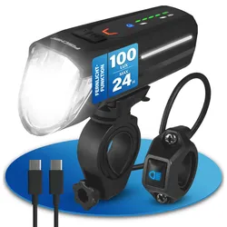 FISCHER LED-Akku Frontlicht 100 Lux mit Fernlichtfunktion 80 Lux