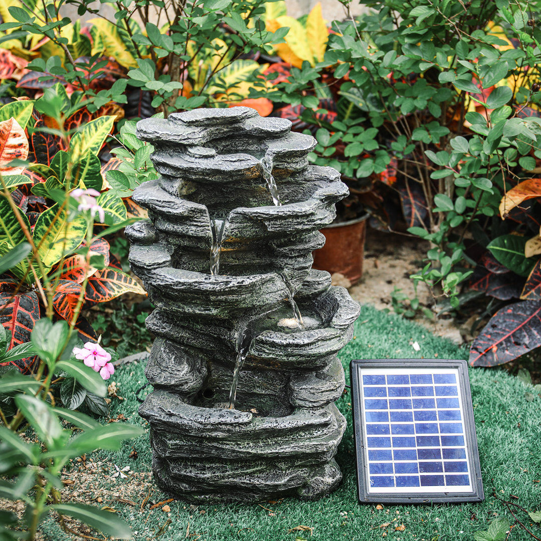Wade Logan Zadig Outdoor Rock Fountain Grey 46cm H X 27cm W X 23cm D