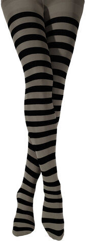 Ringelstrumpfhose, schwarz/grau