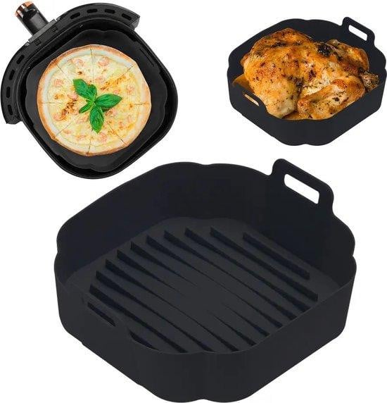Ronde siliconen bakplaat voor airfryer - Zwart - Diameter: 18 cm