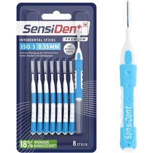 SensiDent Interdentalbürsten Premium Blau, ISO-Größe 3, Ø 0,55 mm, für mittlere Zahnzwischenräume, 8 Stück