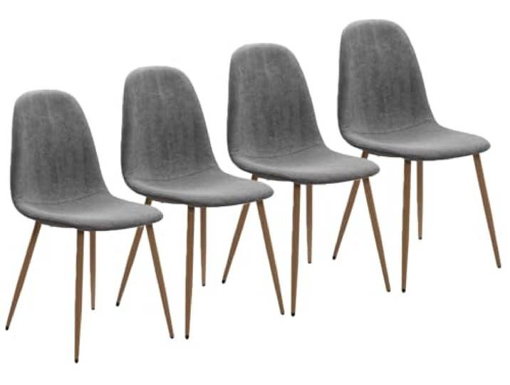 möbelando Polsterstuhl >Anya< (4er Set) in Holzoptik/Cord grau - 43x83x50 (BxHxT)