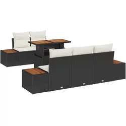 vidaXL 6-teiliges Garten Sofa Set mit Kissen in schwarzem Poly-Rattan