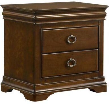 ZWYO HOSIMU "28"" 2-Drawer Nightstand Bedside Table with Hidden Storage & USB Charging Station, Traditional Wooden End Table for Bedroom"