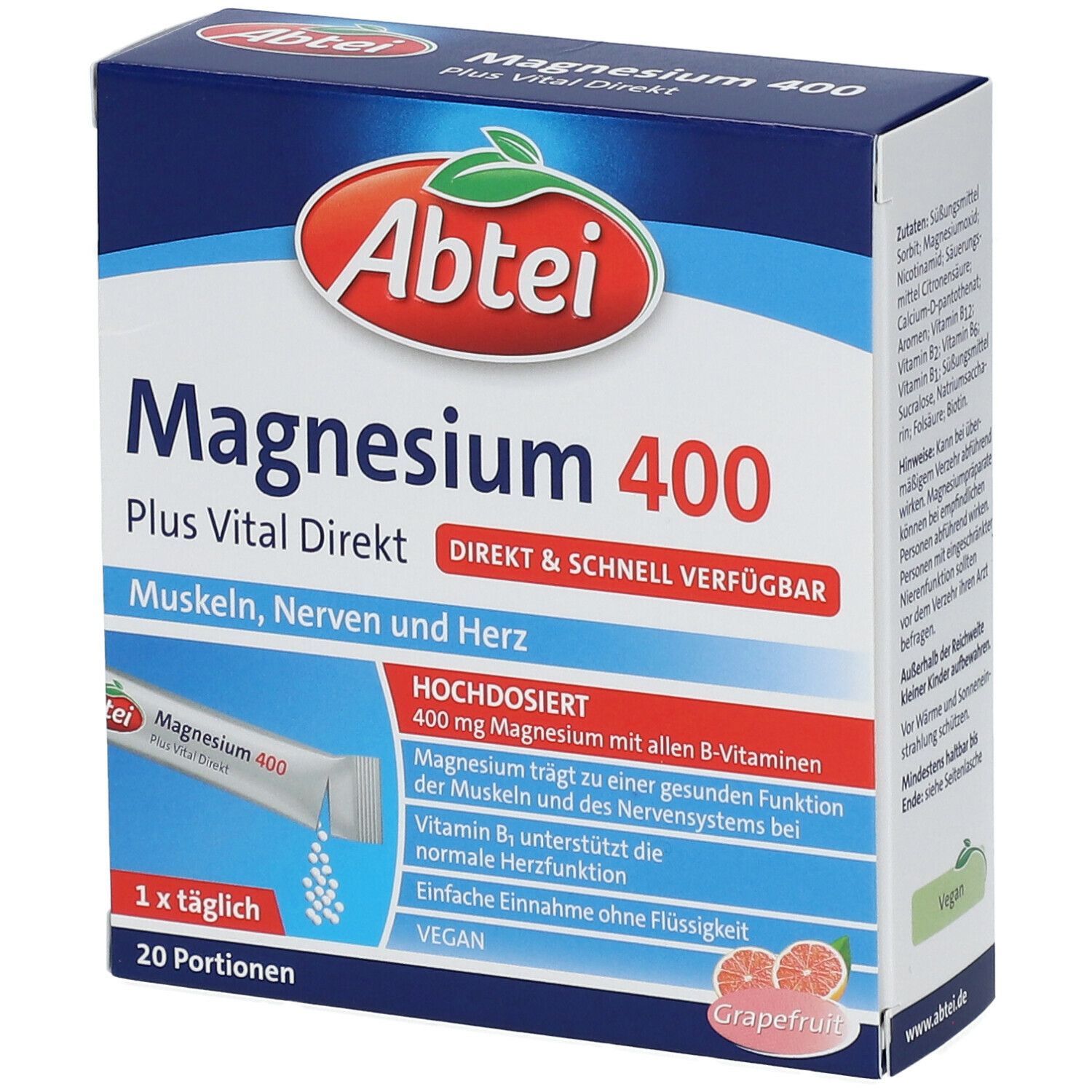 Abtei Magnesium 400 Plus Vital Direkt Granulat 20 St