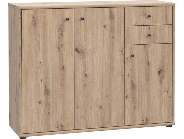 FORTE TEMPRA 2 Kommode mit 3 Türen und 2 Schubladen, Holzwerkstoff, Artisan Eich