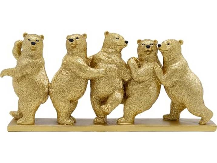 Kare Design Deko Figur Tipsy Bär, Gold, 14x30x8 cm (H/B/T)