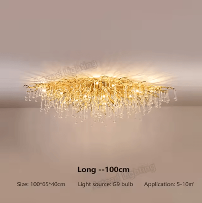 Inspire Picks Nordic Gold K9 Crystal Chandelier Modern Luxury LED Ceiling Light long 100cm gold Body warm White