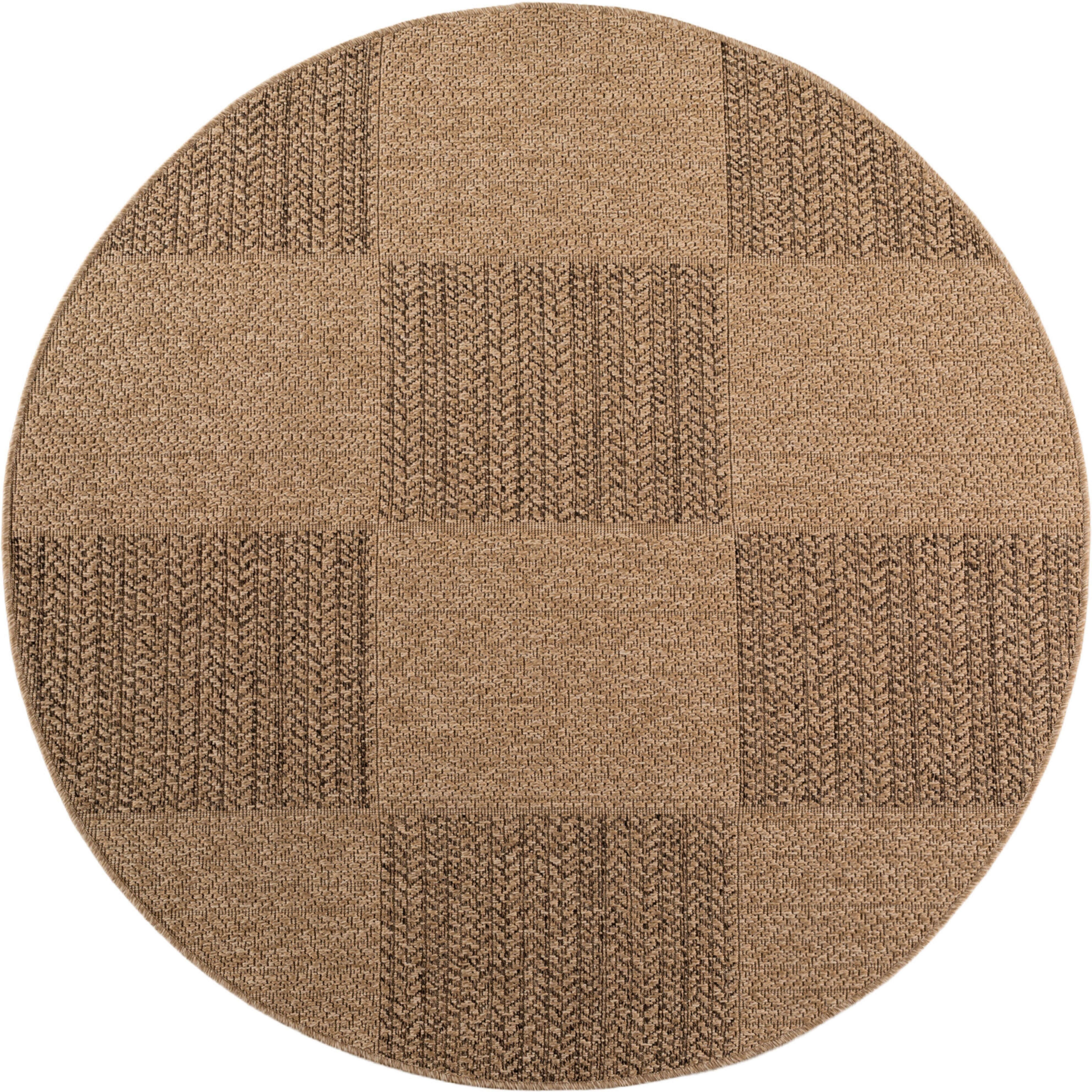 Outdoorteppich AYYILDIZ TEPPICHE "TIMBER 1405, auch als Läufer und Rund", braun (beige), H:5mm Ø:160cm, Polypropylen, Teppiche, Outdoorteppich, Läufer, Rund, In und Outdoor, Jute Sisal Optik, Wohnzimmer, Terasse beige Ø 160cm 1 Stk., 5mm, Ø 160cm