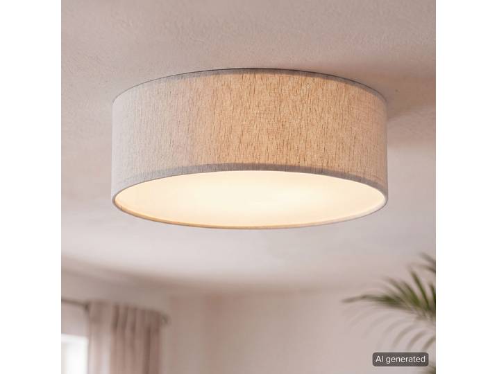 Plafonnier Conny Ø 50cm Beige/Beige Lin LED Module LED