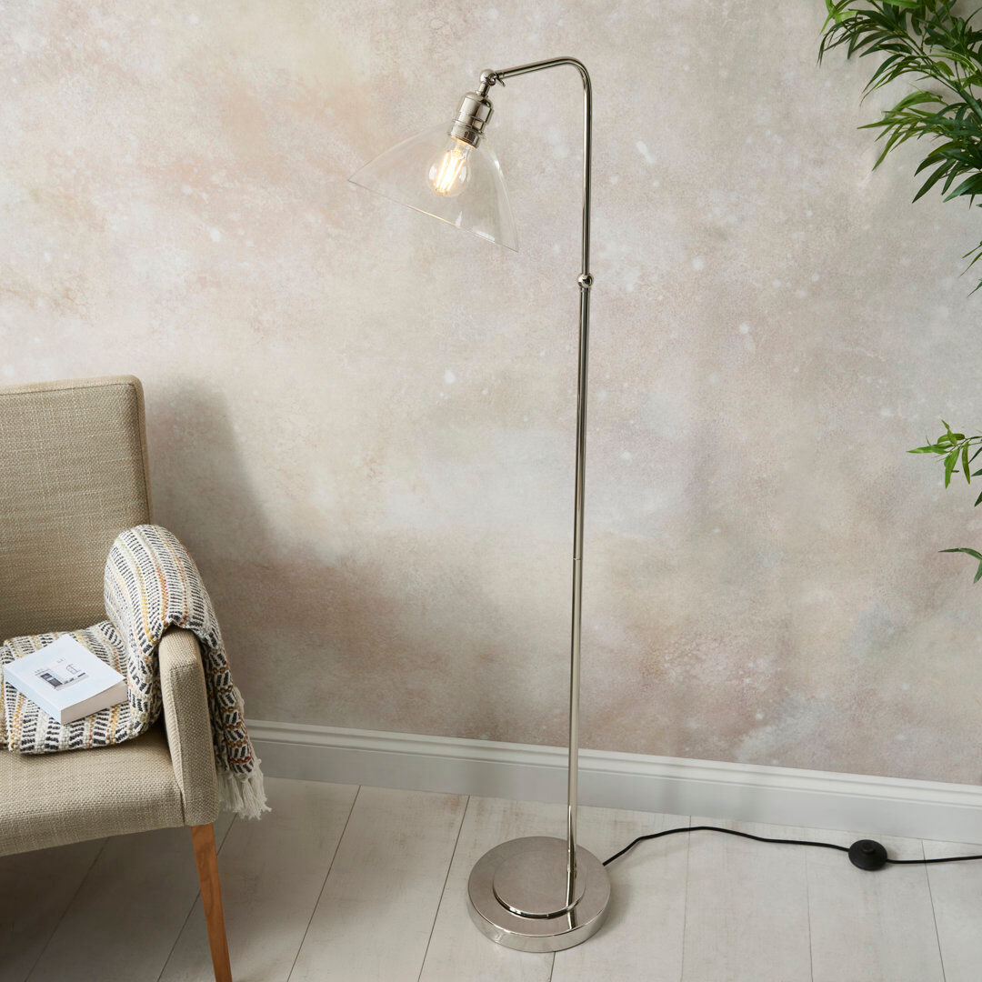 Canora Grey Hovey Avriett 142cm Task Floor Lamp Bright Nickel/Sliver 142cm H X 24cm W X 34cm D