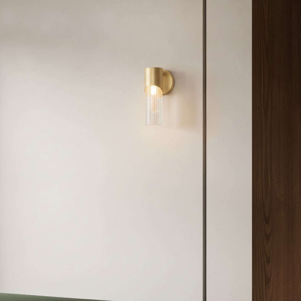 Lyora Design wandlamp Modesto goud/messing met glazen cilinder
