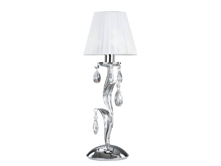 Lampe de table Jacqueline - Type A 16 x 45 x 16cm Blanc/Argenté/Blanc Coton E14