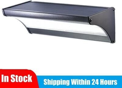 Uplifted Goods Solar Powered Outdoor Wall Lamp With Motion Sensor black 48led White