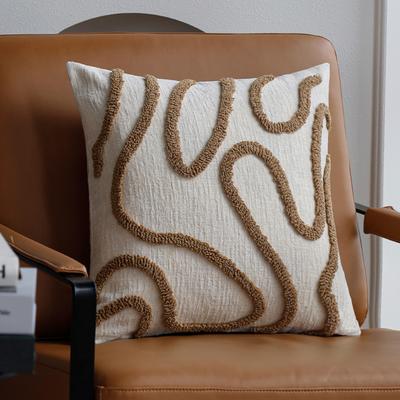 Perfect Picks Market Boho Chenille Throw Pillow Cover With Geometric Lines For Sofa & Living Room Decor coffee