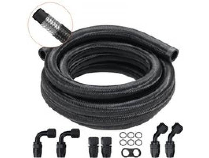 VEVOR 10-AN-Kraftstoffleitungssatz, 3048 mm Kraftstoffschlauchsatz, 13,97 mm-Nylon-Edelstahl-Geflecht-Kraftstoffleitungs-Öl-/Gas-Schlauchendstück-Anschlusssatz 7-teiliger Drehgelenk-Adaptersatz