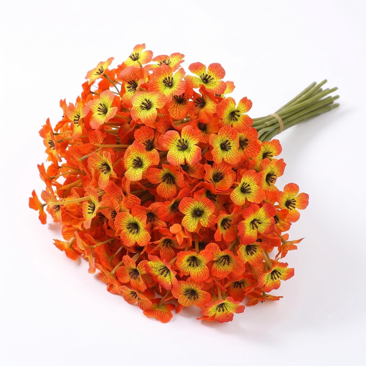 10 bundels kunstmatige herfstbloemen oranje-violet voor buiten decoratie