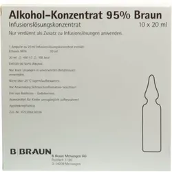 ALKOHOL 95% Infusionslösungskonzentrat 10X20 ml Infusionslösungskonzentrat