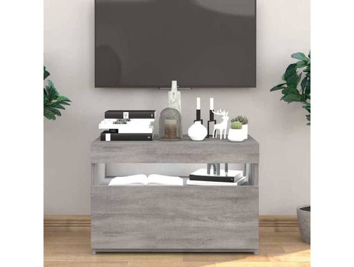 Meuble TV avec Lumières LED Armoire Basse Centre de Divertissement Armoire Média Salon Salle de Séjour Intérieur 815680
