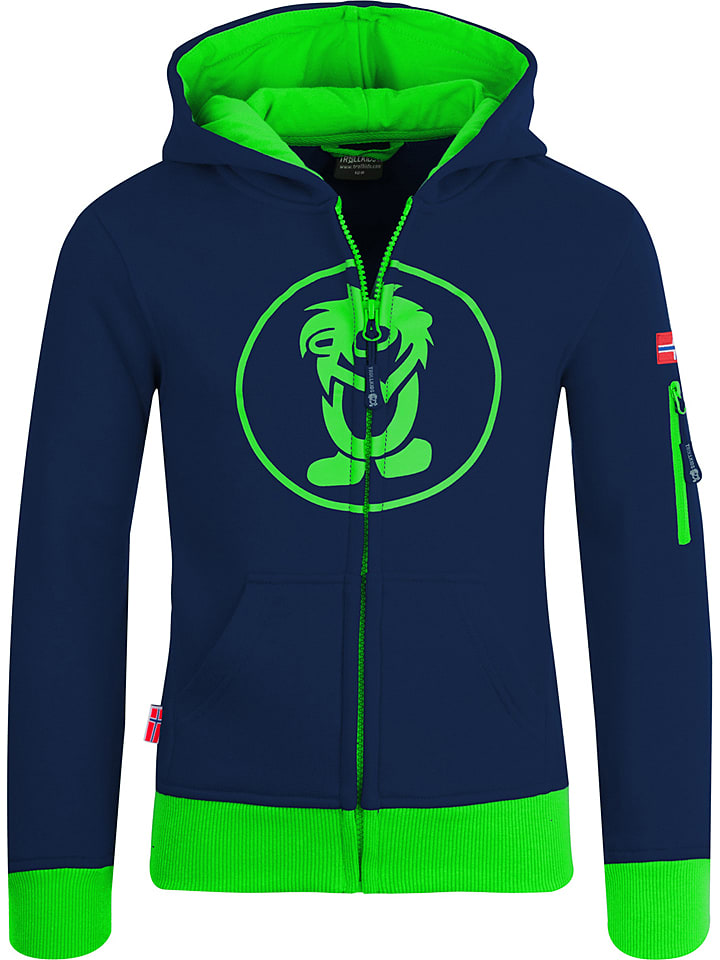 Trollkids Sweatjacke "Sortland" in Dunkelblau/ Grün - 152