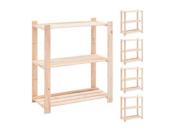 LuxusKollektion Standregal Kiefernholz Lagerregal 3 Böden 80x38x90cm, 5-tlg.
