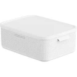 Box mit Deckel LISORA M (LBH 50x35,60x18 cm) - weiß - LBH 50x35,60x18 cm