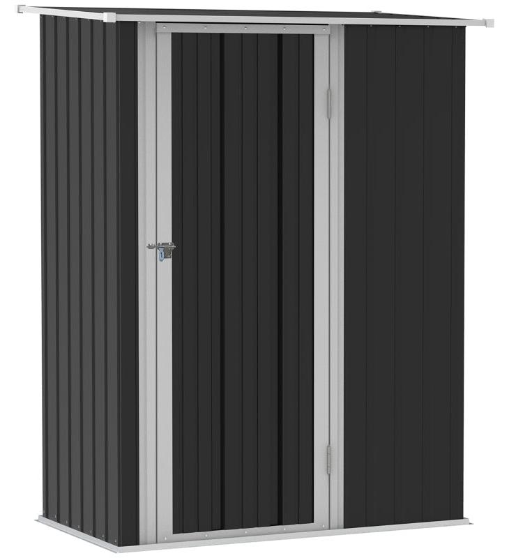 Gartenschuppen aus Metall zur Gartenaufbewahrung | Farbe: Dunkelgrau | Abmessungen: 84x142x189 cm