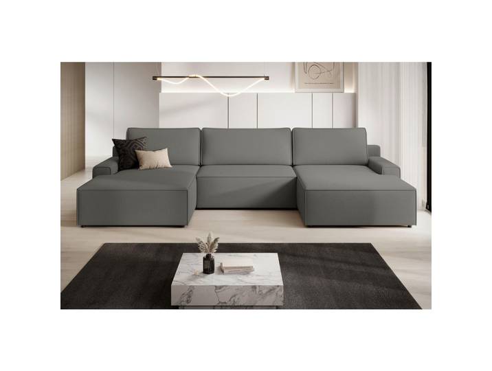 Trendmanufaktur Wohnlandschaft Challenge, Greige, Kunststoff, 6-Sitzer, Füllung: Schaumstoff, U-Form, 333x168 cm, Made in EU, Schlafen auf Sitzhöhe, Rücken echt, Armteil links, rechts, Wohnzimmer, Sofas & Couches, Wohnlandschaften, Wohnlandschaft U-Form
