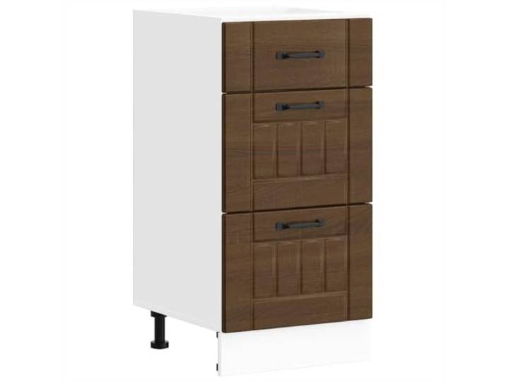 HKTMGDNG Küchenunterschrank Lucca 40x46x81,5 cm Braun Eichen-Optik Schmaler Küchenschrank mit Schubladen für optimale Raumausnutzung in Küche und Esszimmer. Belastbar bis 50 kg.