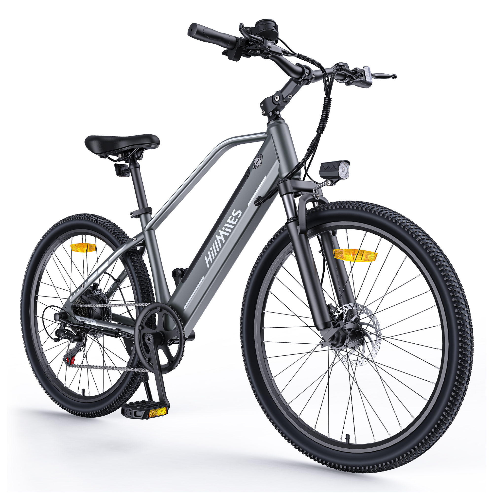 HillMiles E Bike, Trekking e-bike mit Drehmomentsensor und hydraulischen Bremsen, 36V 13AH herausnehmbare Akku bis 100KM, 25 km/h, Mile Trail