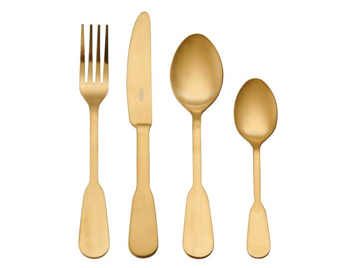 Ensemble de couverts Soho Gold en acier inoxydable, 16 pièces