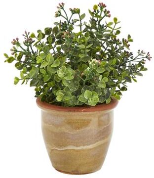 Nearly Natural "10"" Eucalyptus and Sedum Succulent Artificial Plant in Ceramic Planter"