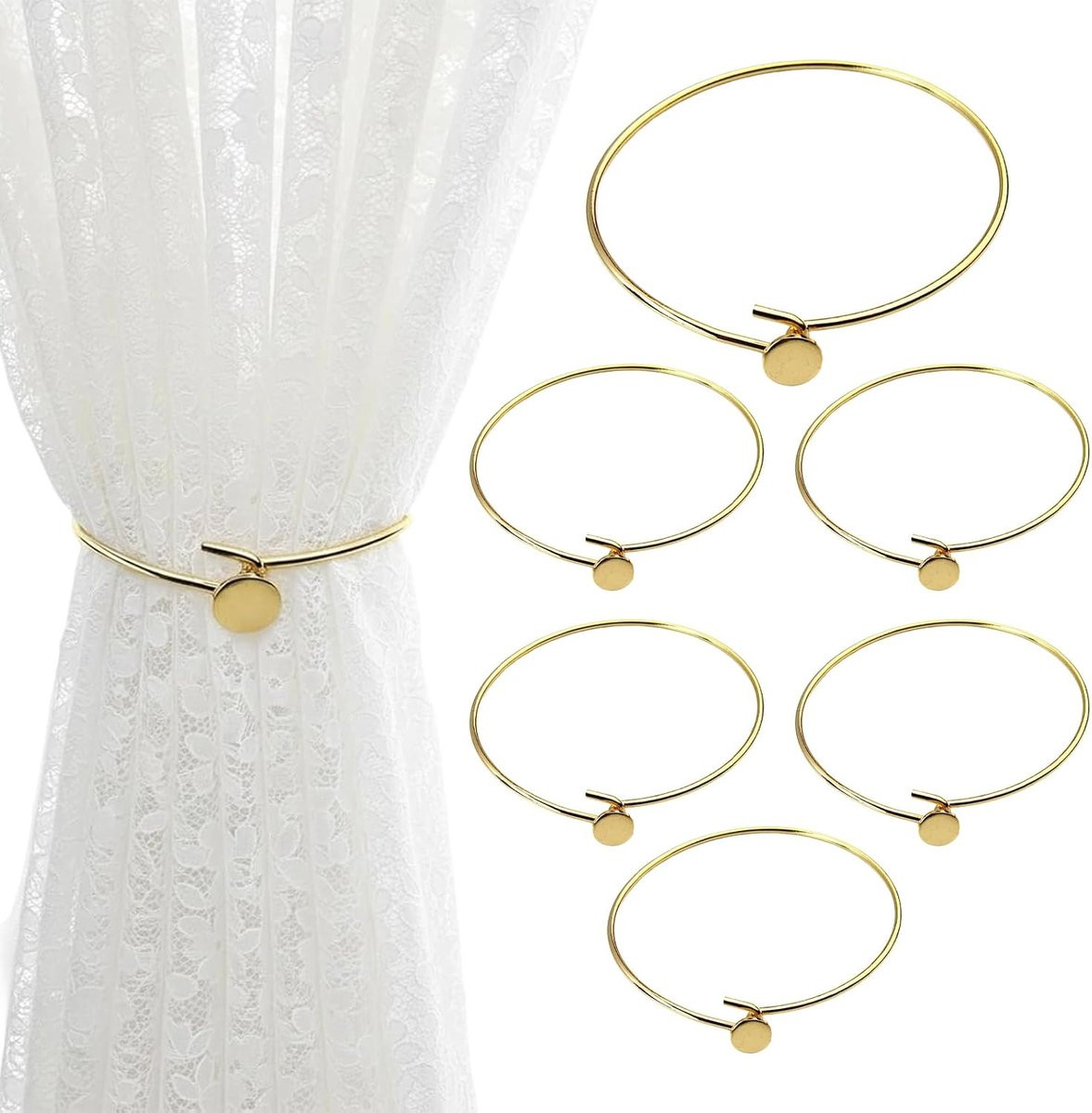 Set van 6 gouden metalen decoratieve gordijnhouders voor de woonkamer
