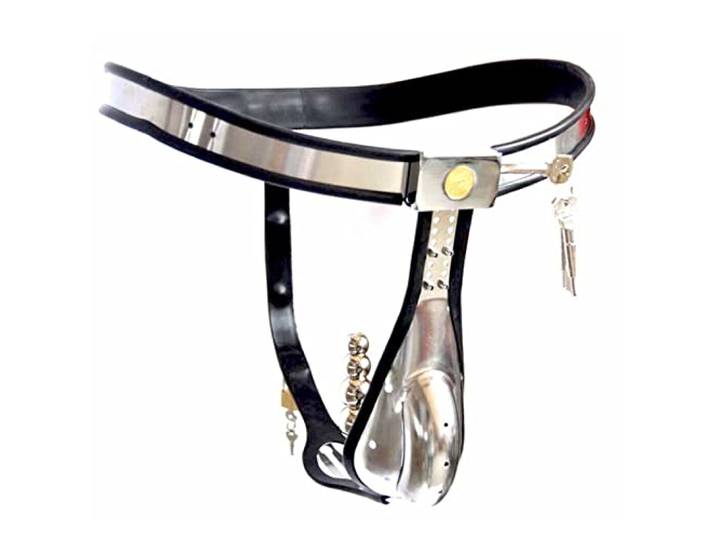 64~147cm Keuschheitsgürtel Mann, Edelstahl Keuschheitskäfig Herren, SM Bondage Fetisch BDSM Spielzeug Chastity Cage Mit Abnehmbar Analplug, Unterhosen Cock Cage Sex Toyset Herren,113~119cm
