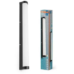 OSRAM Obris Tube Frost Glass Wandlampe & Spiegelleuchte fürs Badezimmer Click CCT Dimmbar 60CM IP44 Schwarz - mit umschaltbarer Farbtemperatur