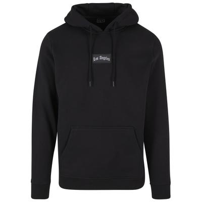 Kapuzensweatshirt MISTERTEE "MisterTee Herren LA Sketch Patch Hoody", Herren, Gr. L, schwarz, 100% Baumwolle, mehrfarbig, normal, ohne Ausschnitt, Pullover