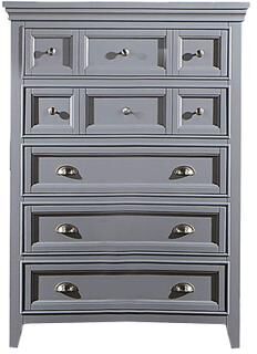 Benjara Lile 50 Inch Tall Dresser Chest, 6 Drawer, Crown Molding, Solid Wood, Gray